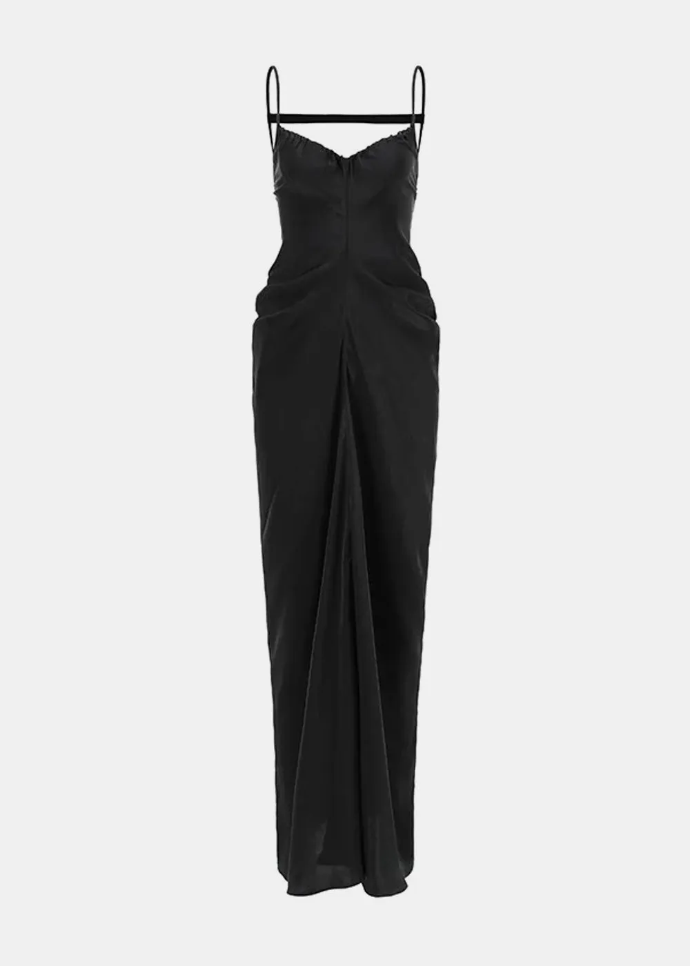 Black Draped Long Dress