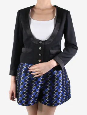 Black plunge-neck pocket blazer - size UK 8