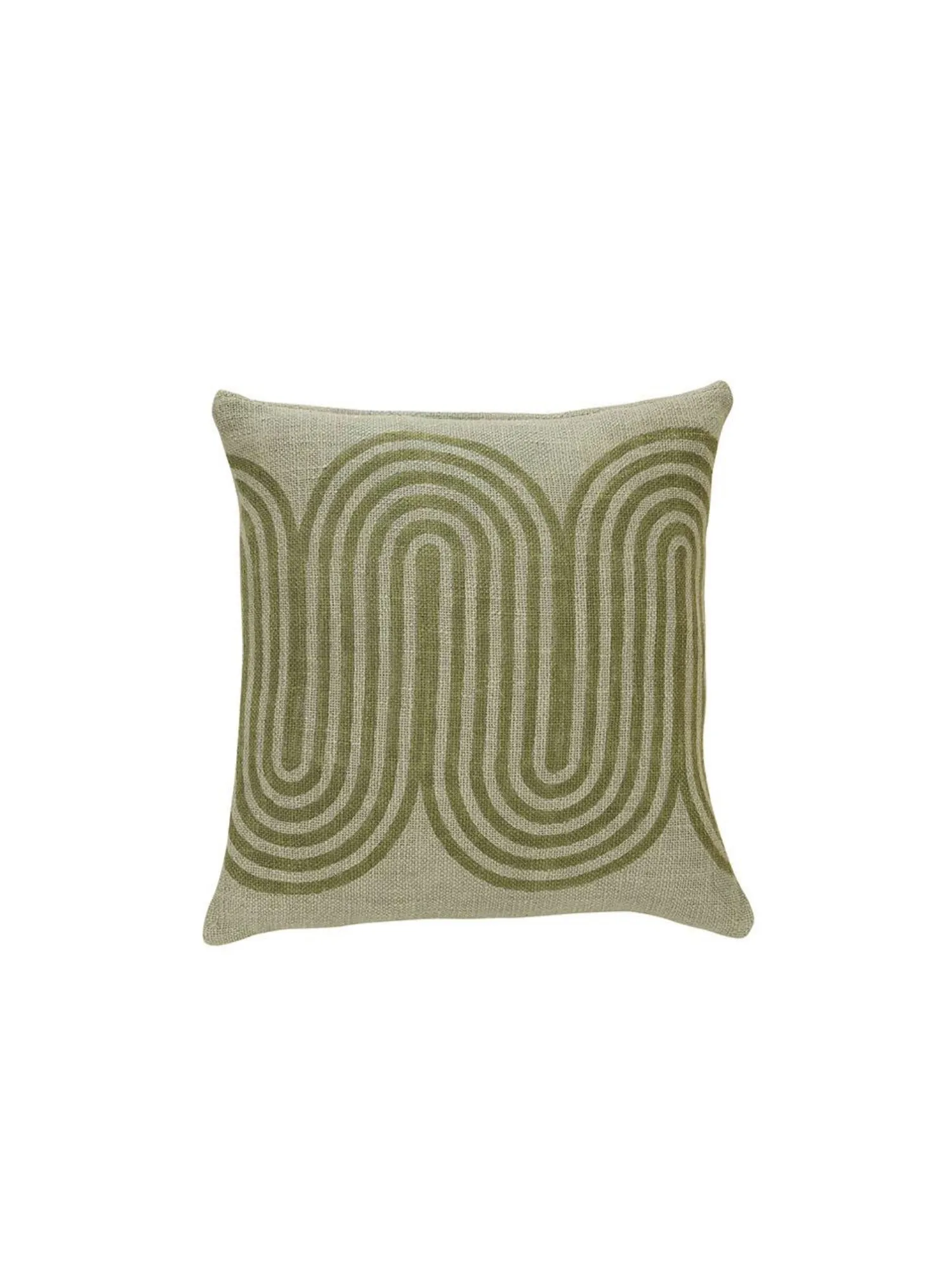 Block Printed Waves Throw Pillow - Winter Sage