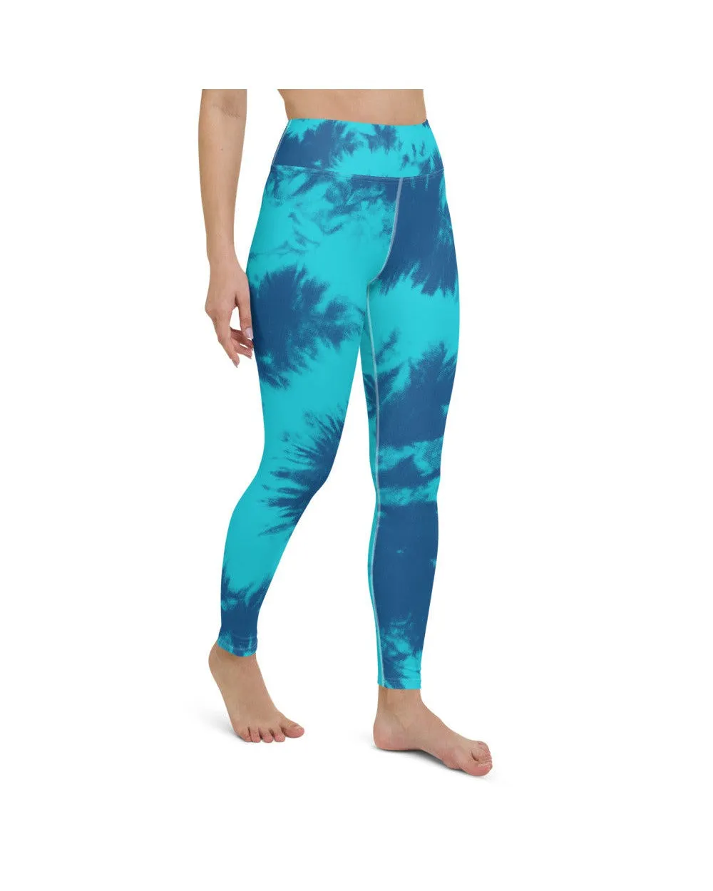 Blue & Aqua Tie Dye Yoga Pants