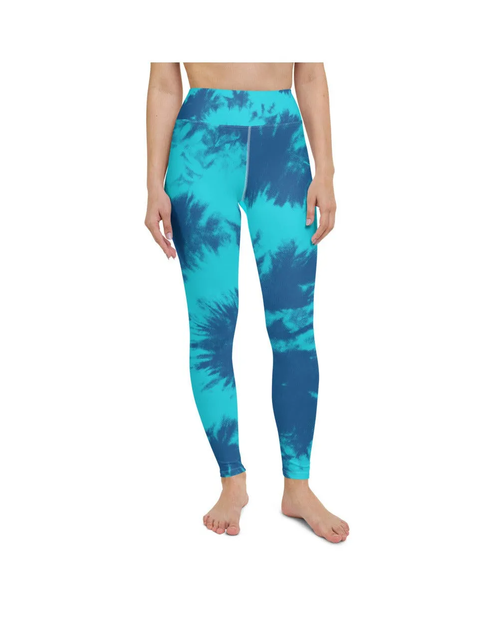 Blue & Aqua Tie Dye Yoga Pants