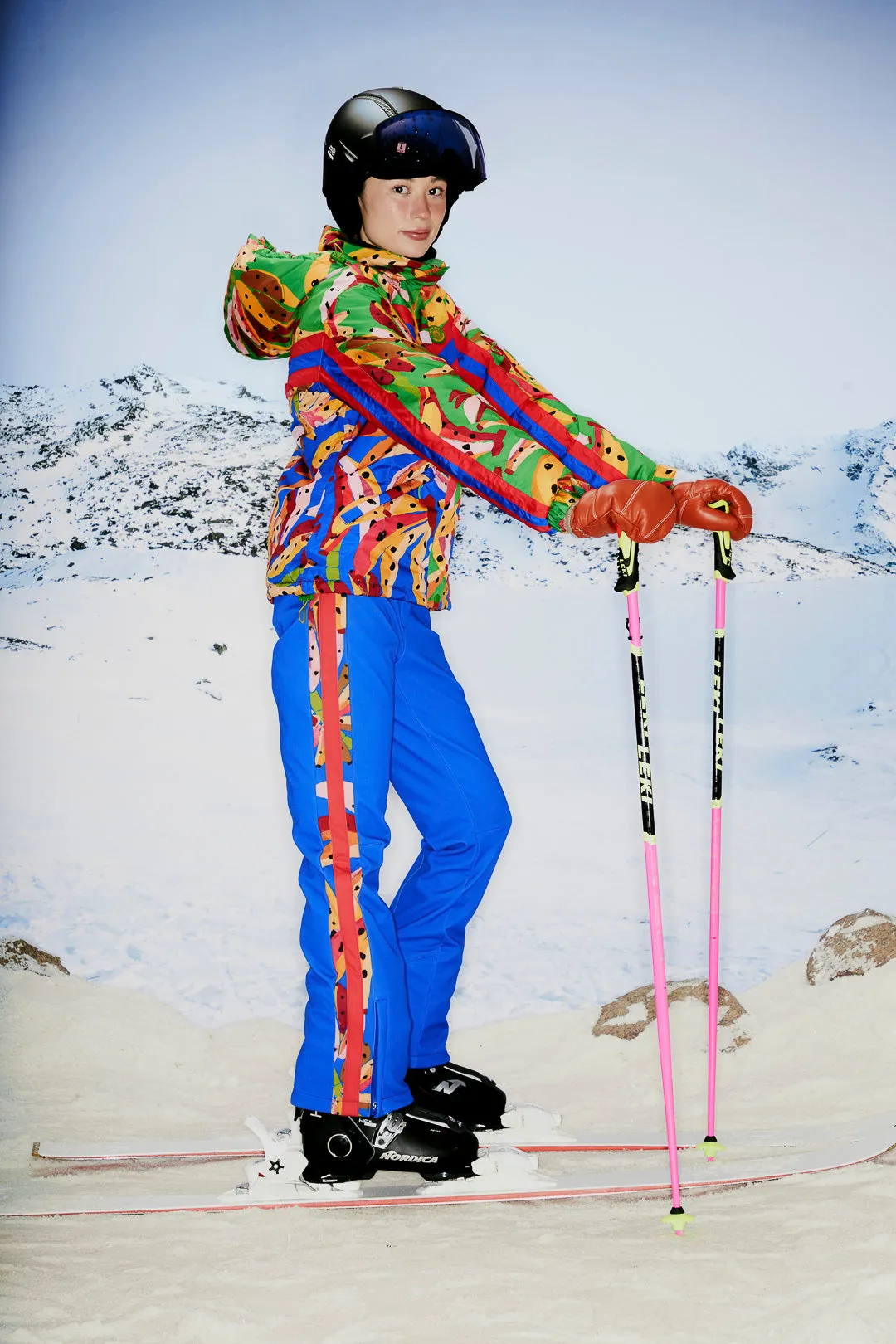 Blue Colorful Bananas Ski Pants