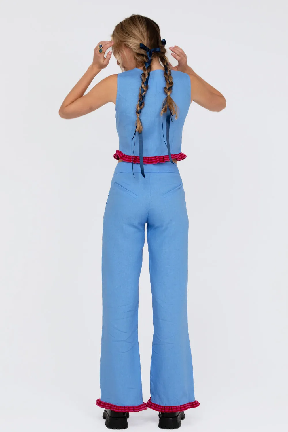 Blue Linen Bugambilia Trousers