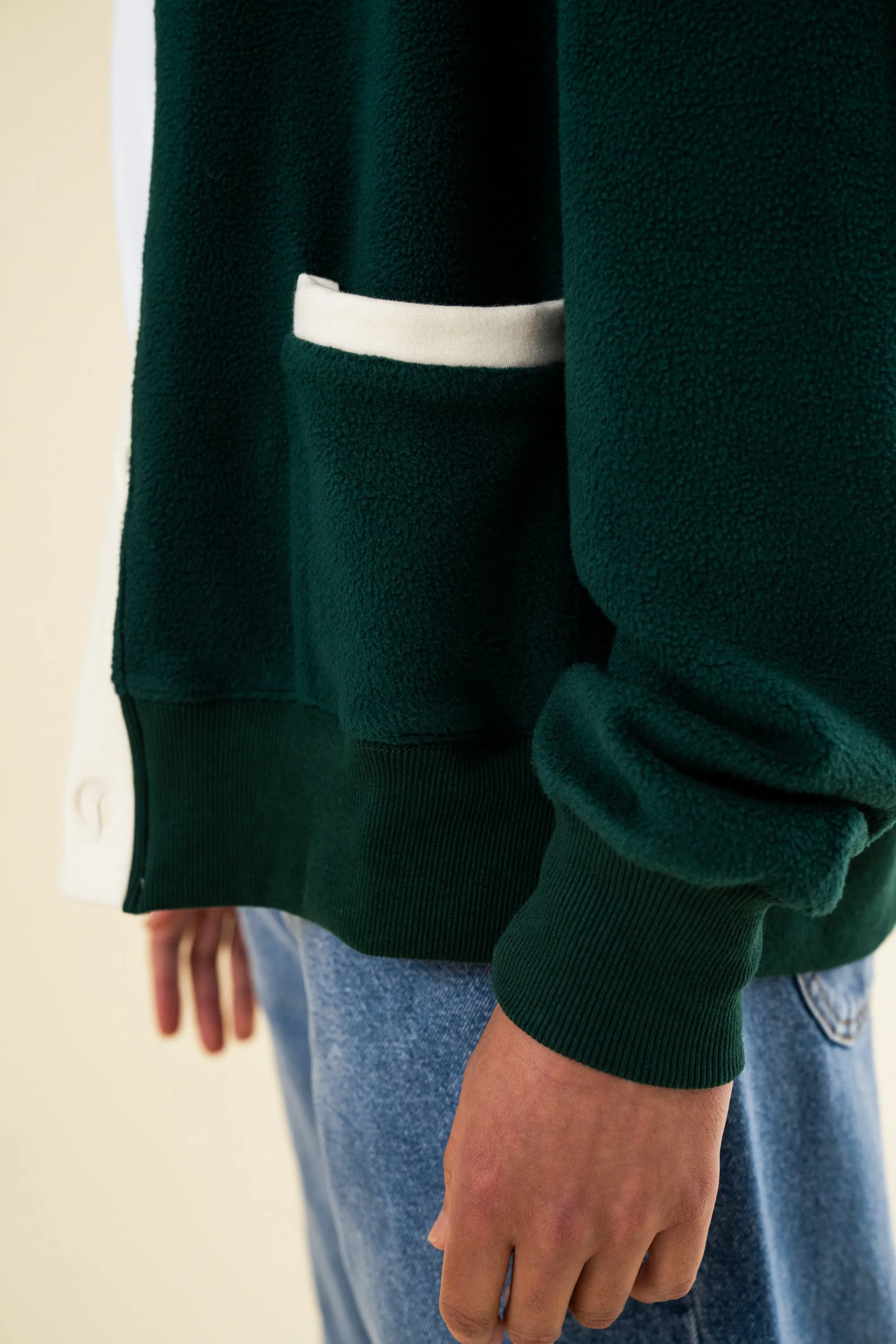 bound Harvard Reverse Fleece Cardigan - Bottle Green