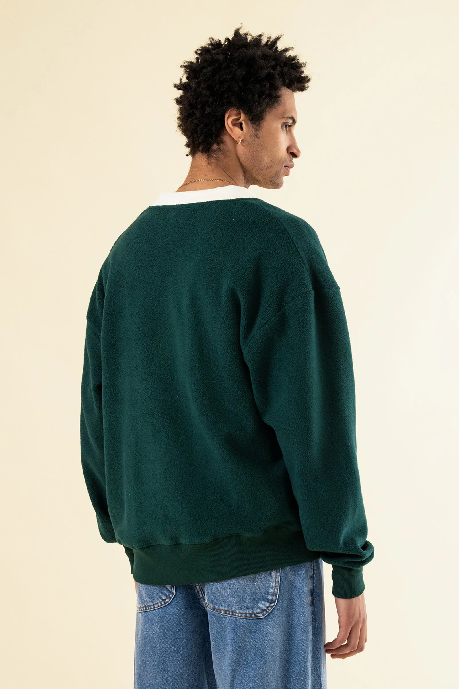 bound Harvard Reverse Fleece Cardigan - Bottle Green