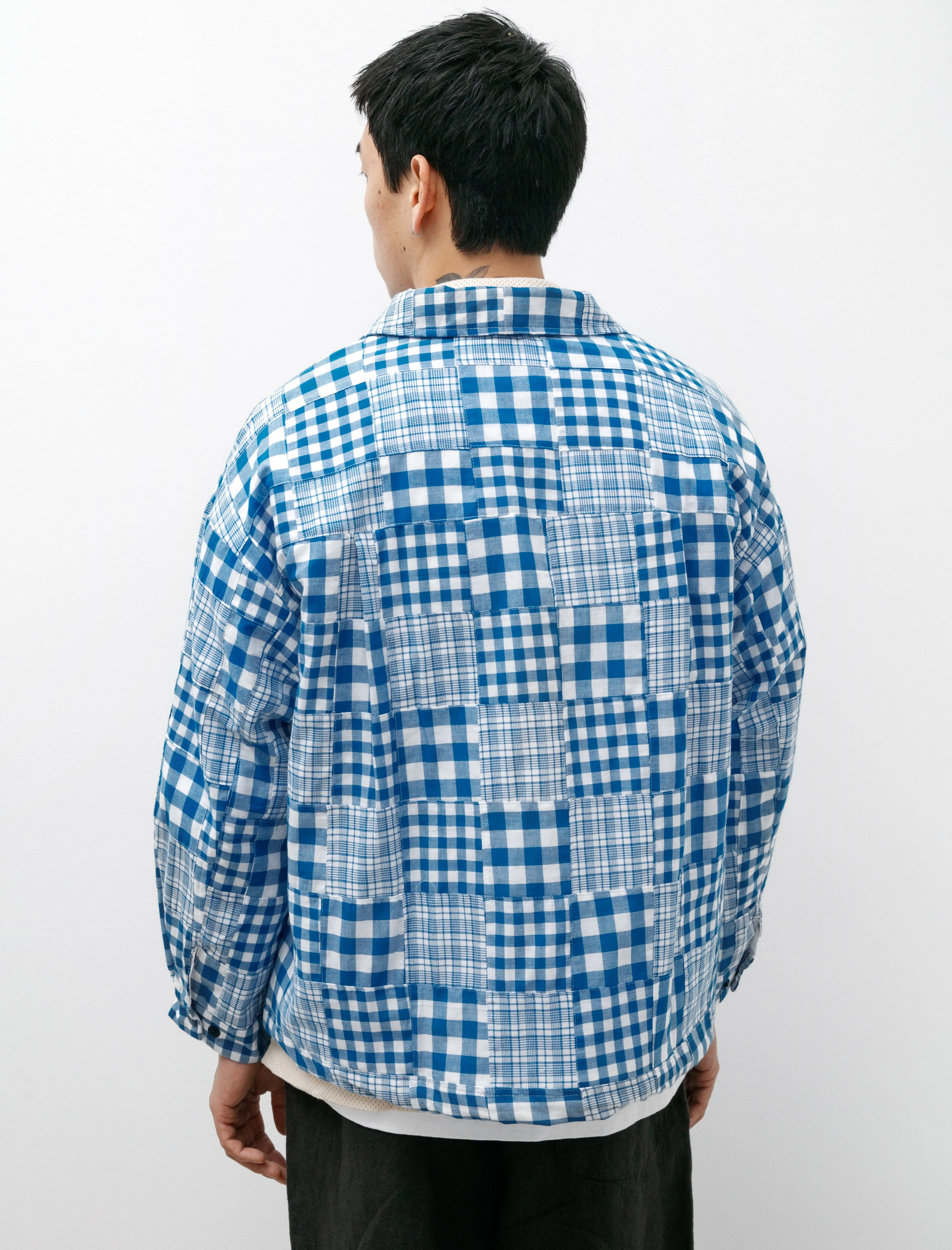 Boxy Swing Jacket Blue Madras Patchwork