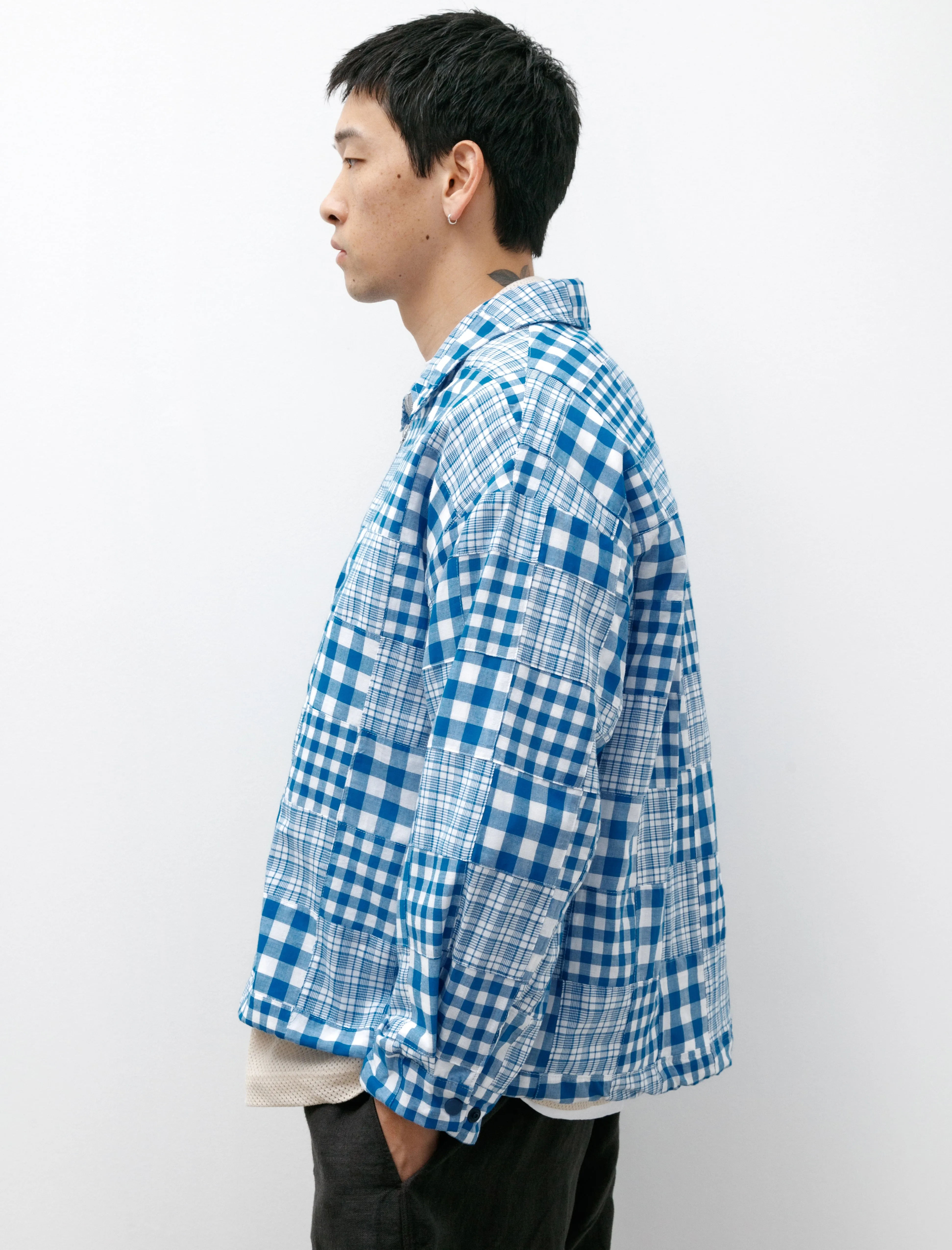 Boxy Swing Jacket Blue Madras Patchwork