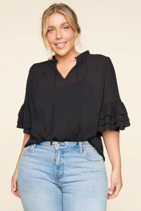 Break Room Ruffle Blouse Curve