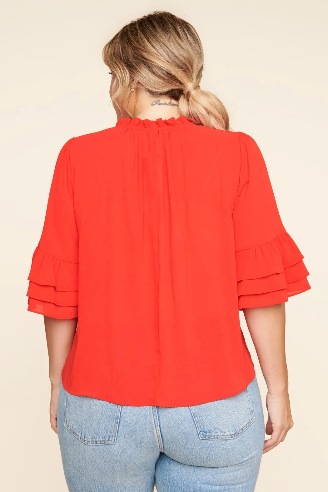 Break Room Ruffle Blouse Curve