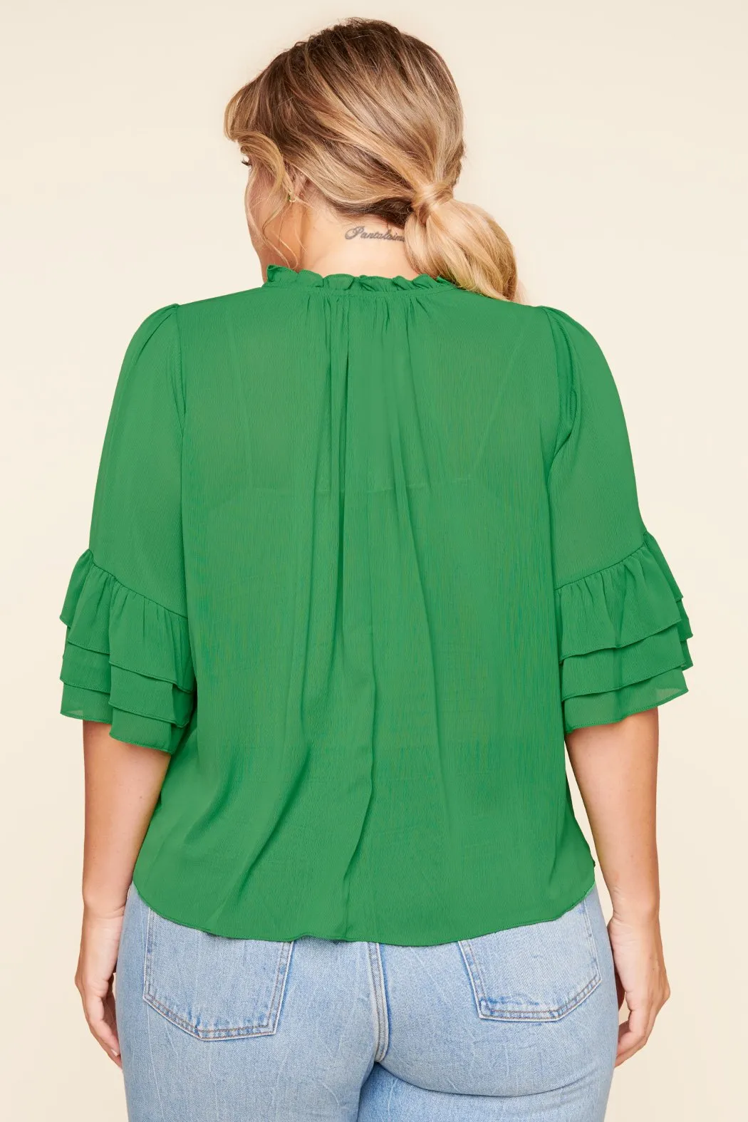 Break Room Ruffle Blouse Curve