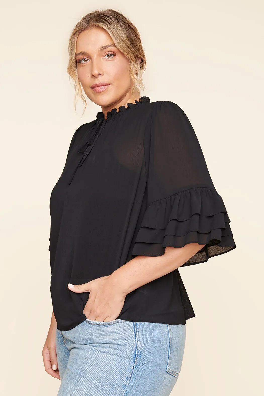 Break Room Ruffle Blouse Curve