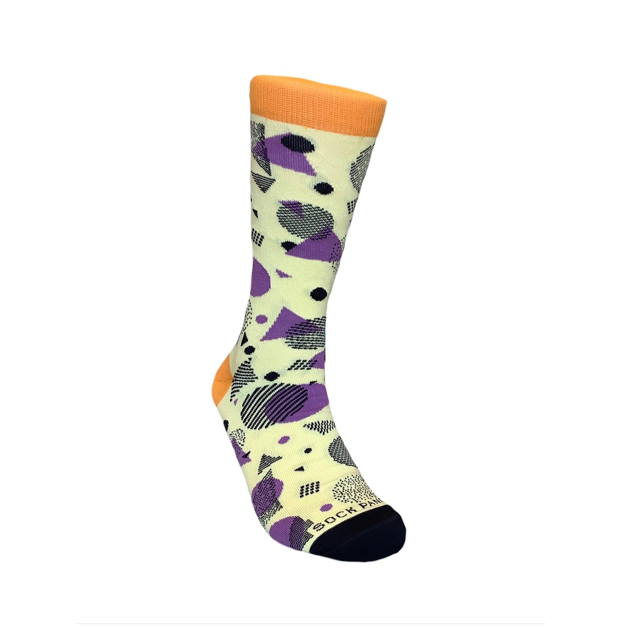 Bright Pop Art Yellow and Purple Patterned Socks from the Sock Panda