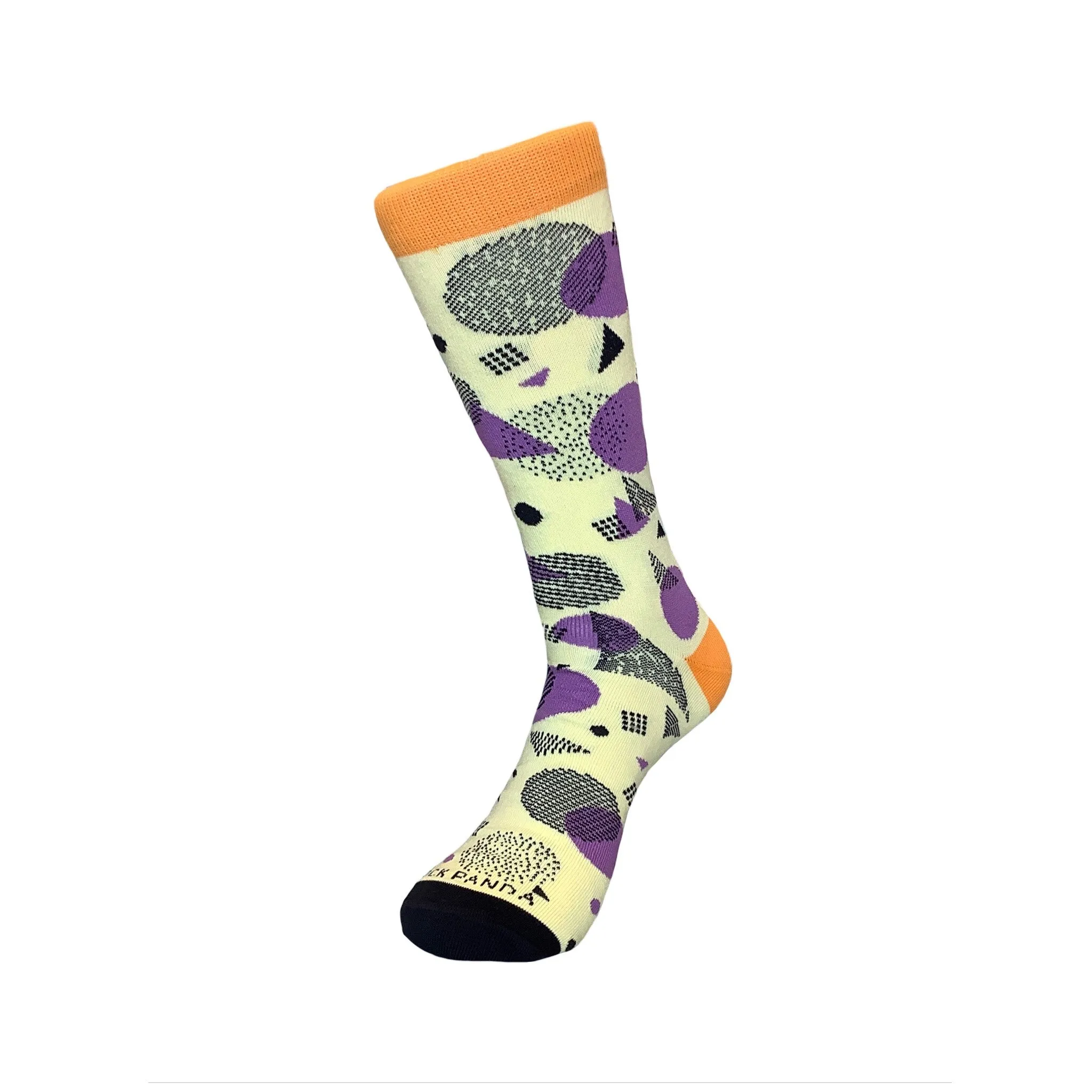 Bright Pop Art Yellow and Purple Patterned Socks from the Sock Panda