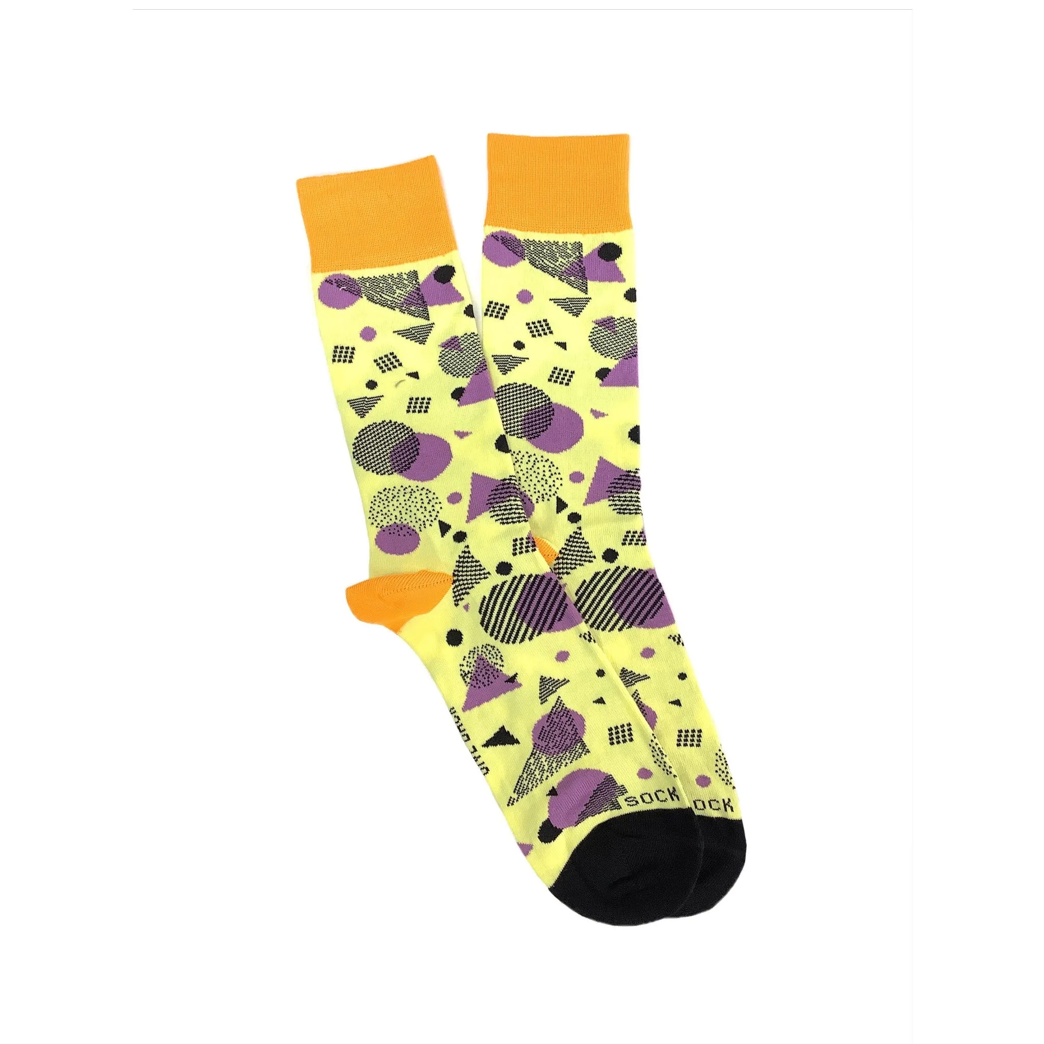 Bright Pop Art Yellow and Purple Patterned Socks from the Sock Panda