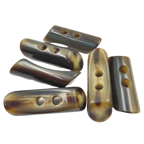 Brown Horn Double Hole Toggle Buttons (Pack Of Six)