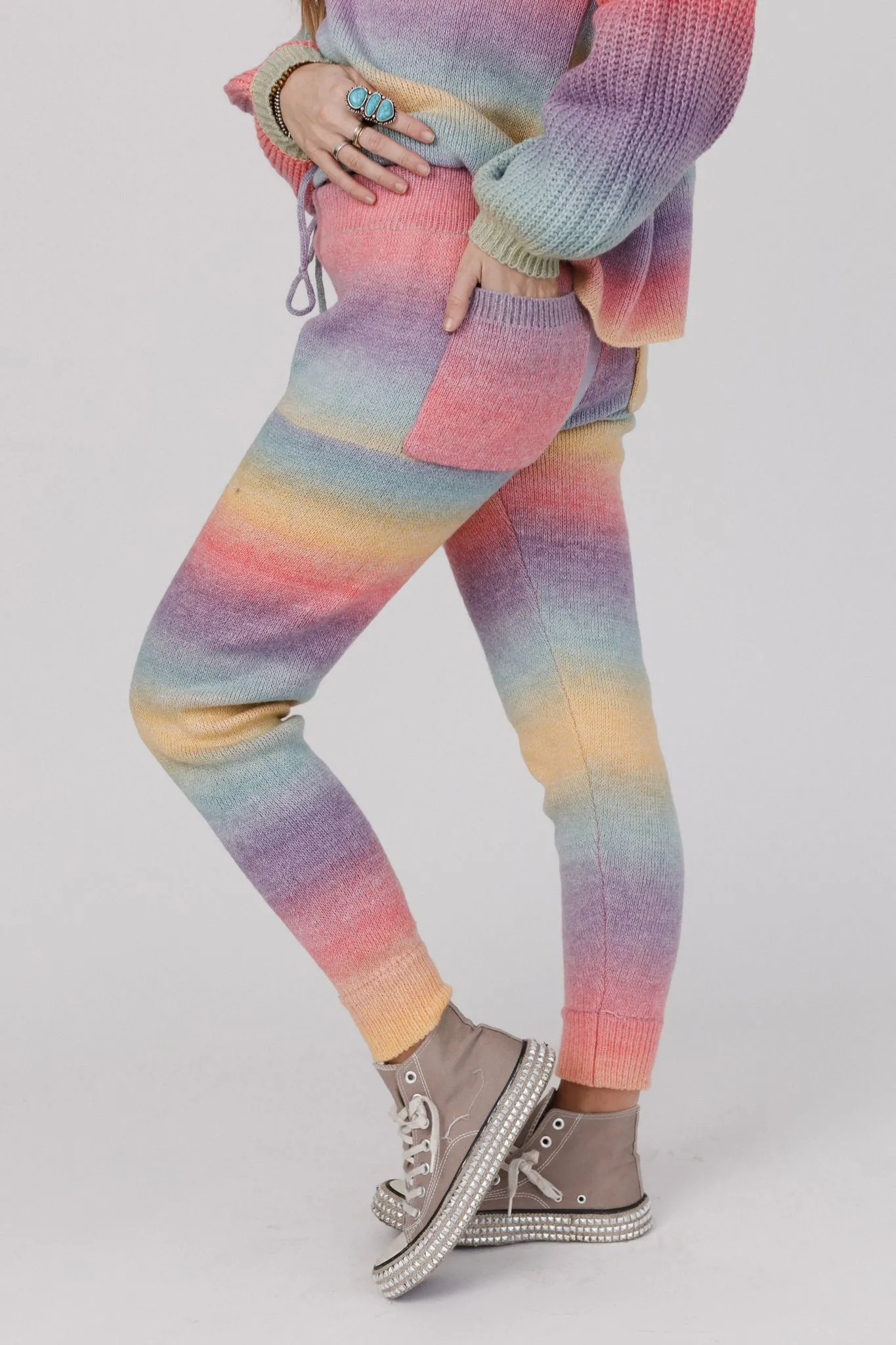 Bubbly Girl Knit Jogger Pants - Pink Multi