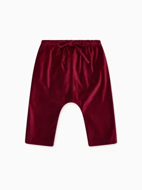 Burgundy Alex Velvet Baby Trousers