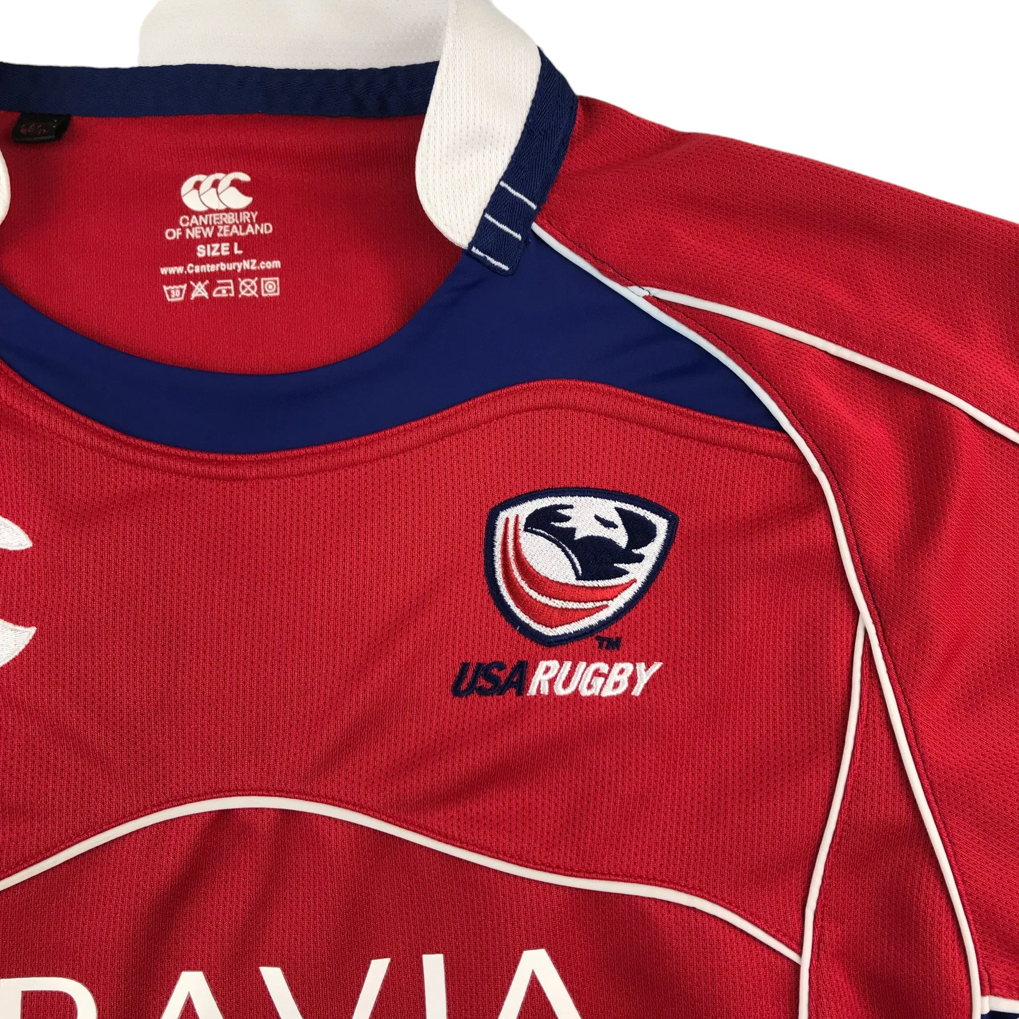 Canterbury USA Rugby Shirt Size L Red and Blue Bravia Home 2010