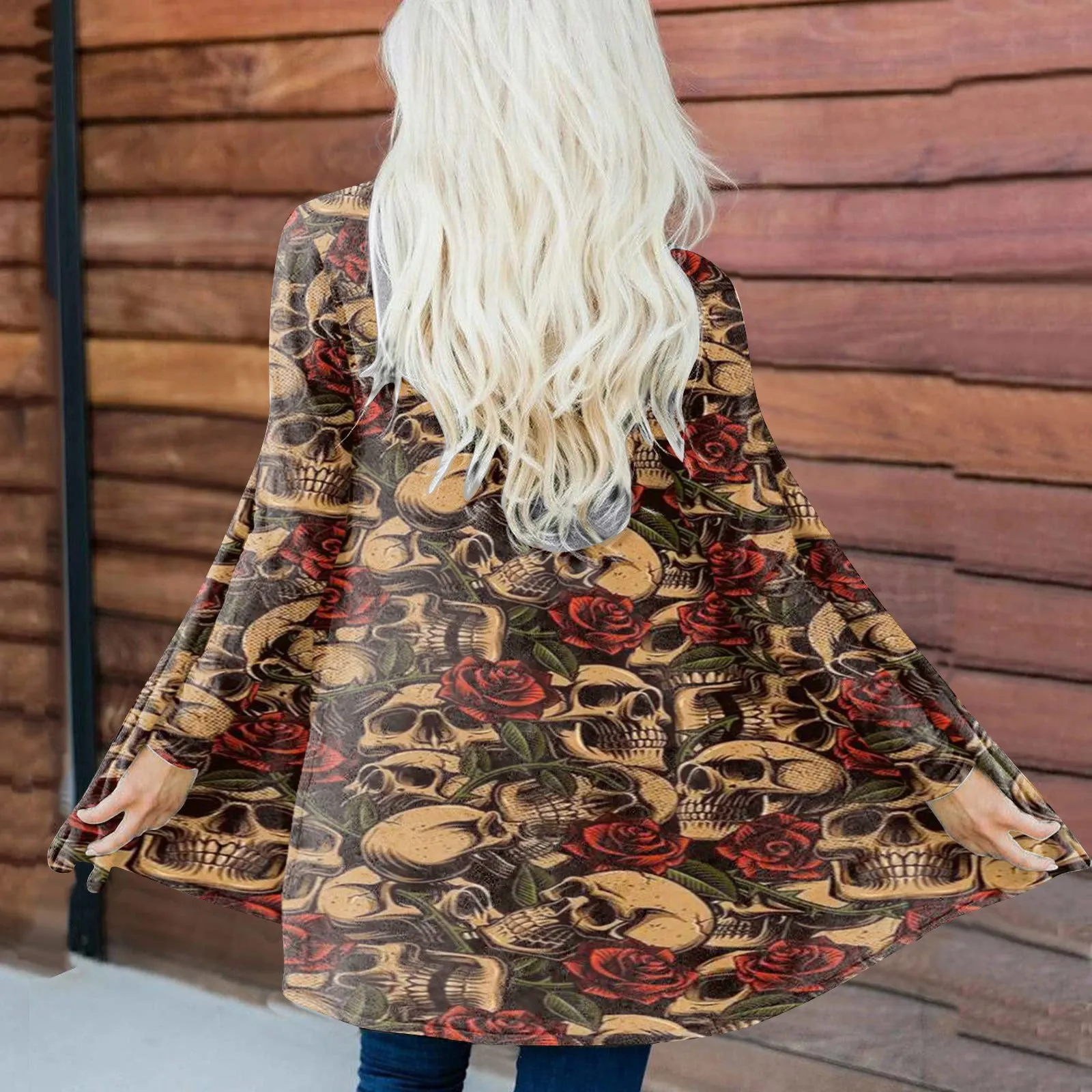 Casual Halloween Theme Printed Long Sleeve Jacket Wholesale Womens Clothing