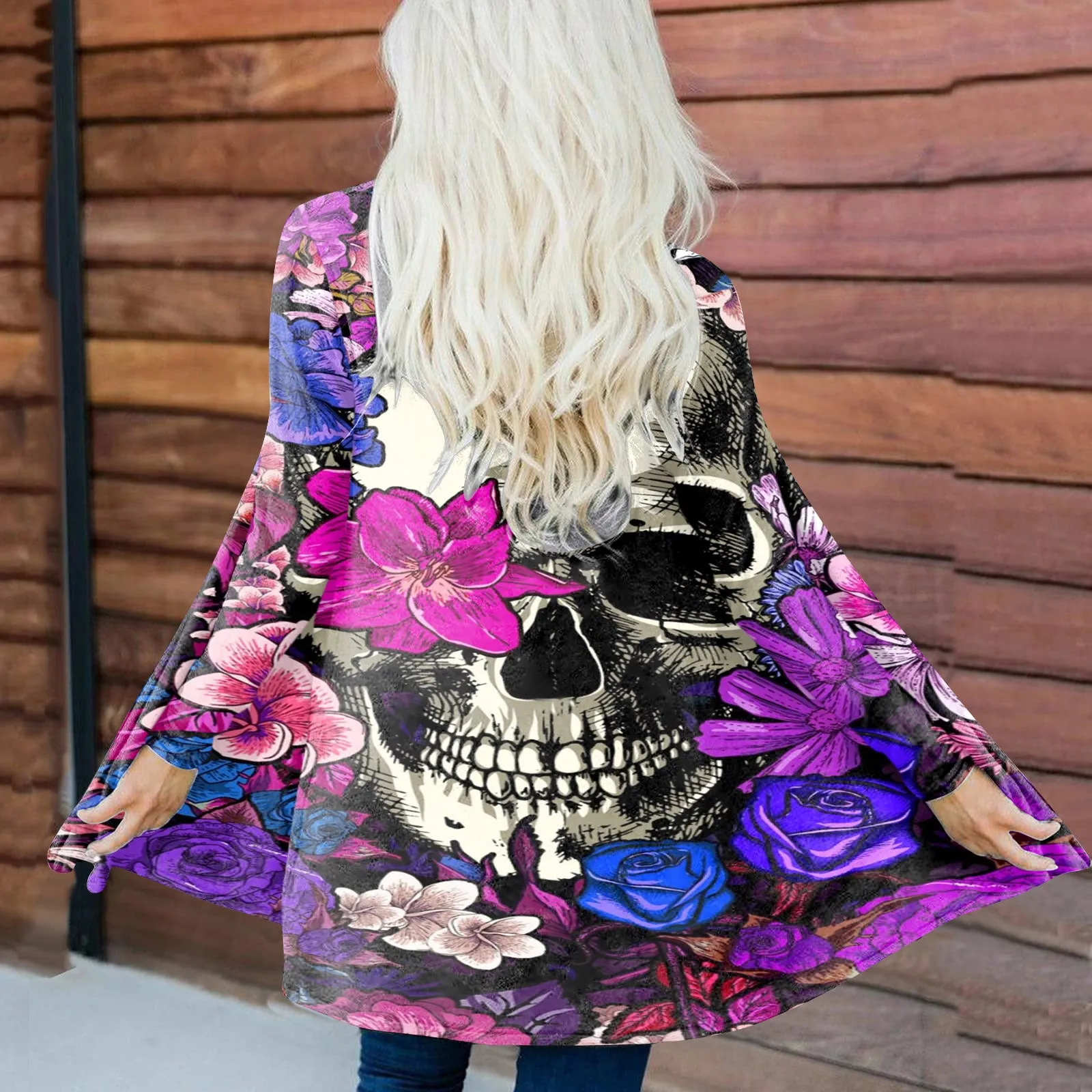 Casual Halloween Theme Printed Long Sleeve Jacket Wholesale Womens Clothing