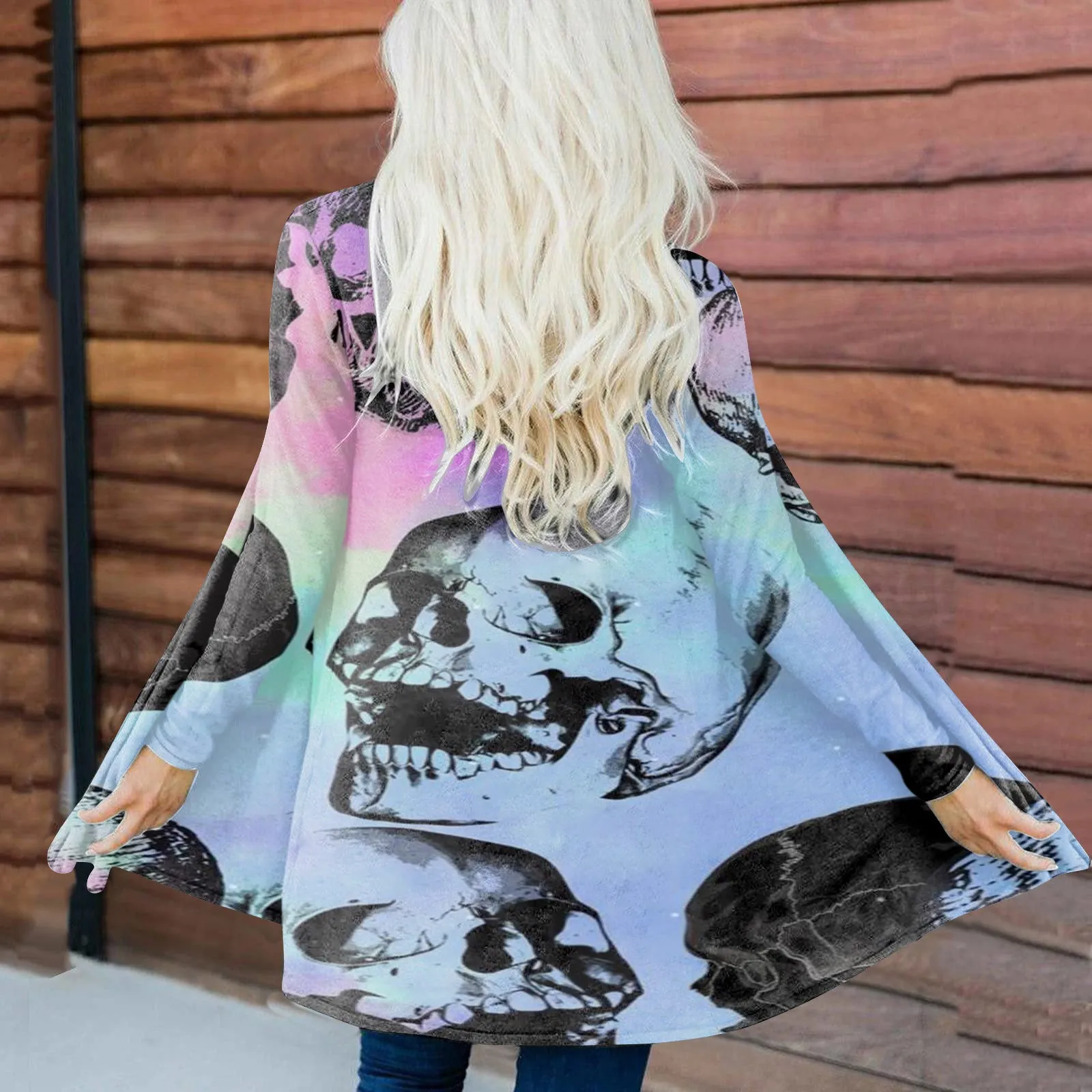 Casual Halloween Theme Printed Long Sleeve Jacket Wholesale Womens Clothing