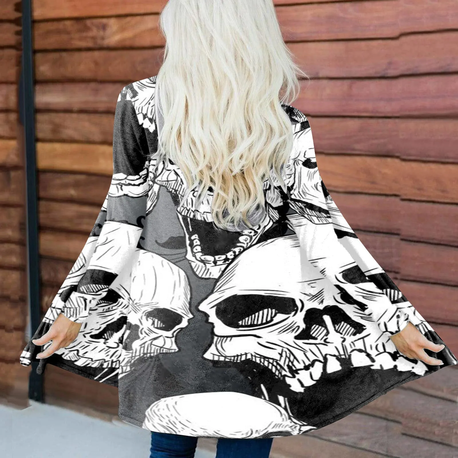 Casual Halloween Theme Printed Long Sleeve Jacket Wholesale Womens Clothing