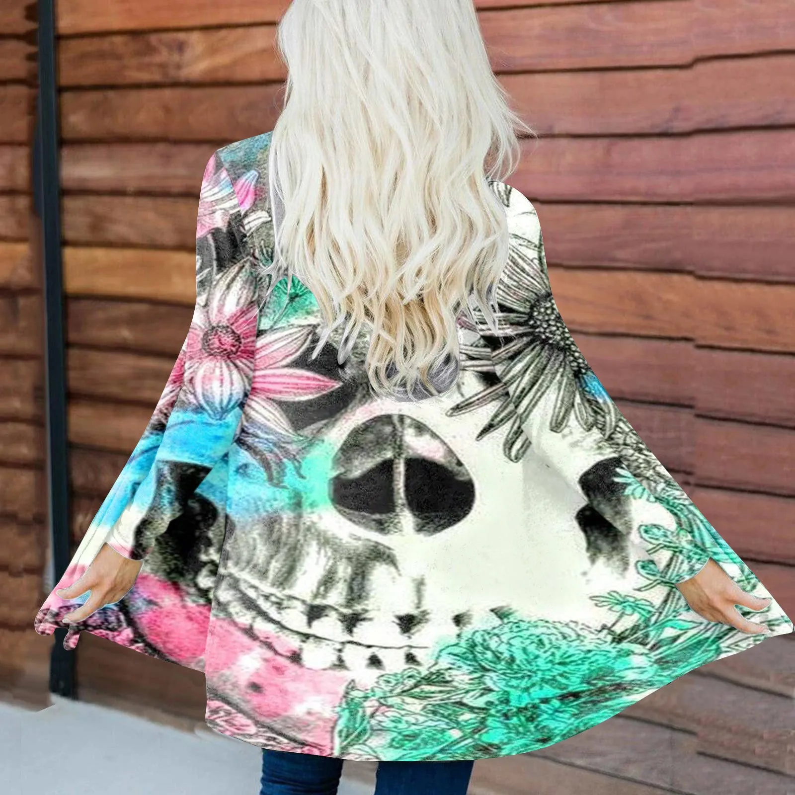 Casual Halloween Theme Printed Long Sleeve Jacket Wholesale Womens Clothing