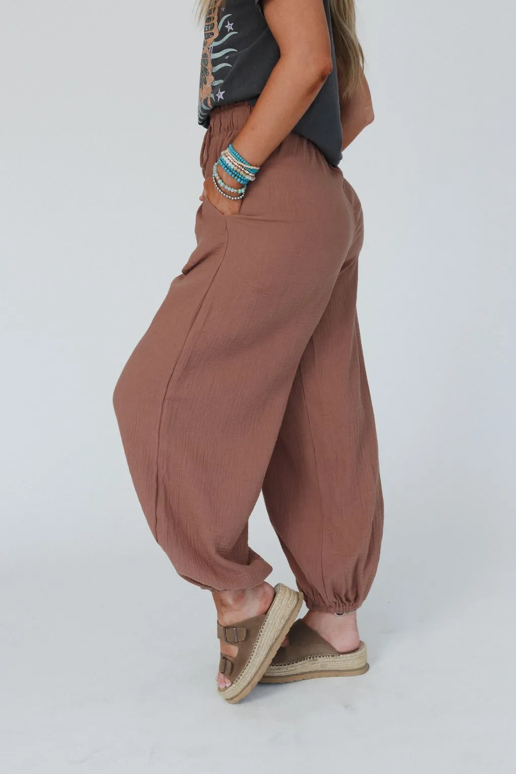 Celestia Wide Leg Cinched Pants - Copper