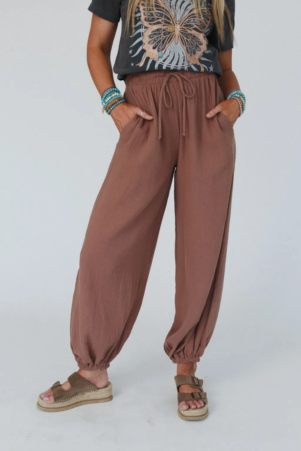 Celestia Wide Leg Cinched Pants - Copper