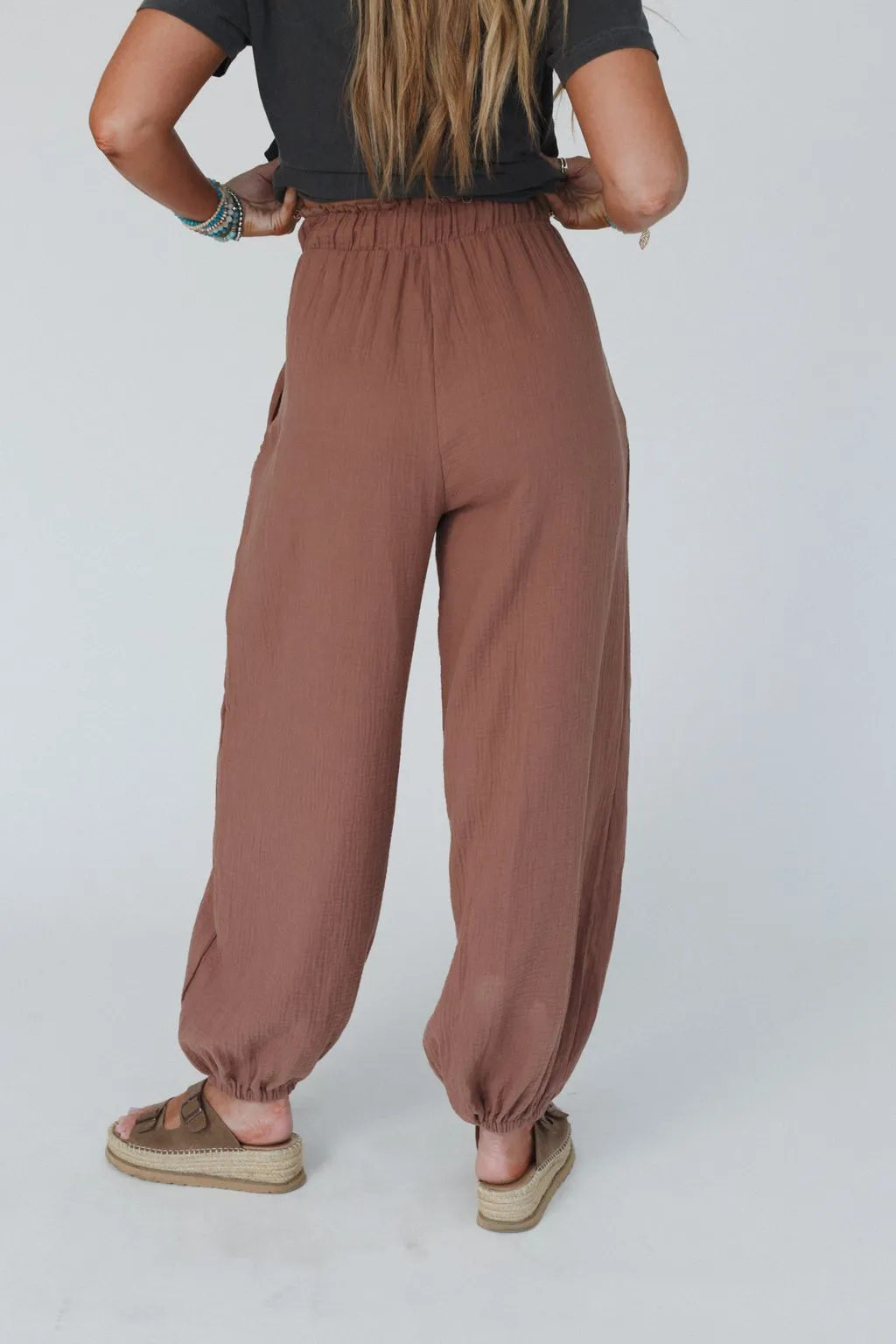 Celestia Wide Leg Cinched Pants - Copper