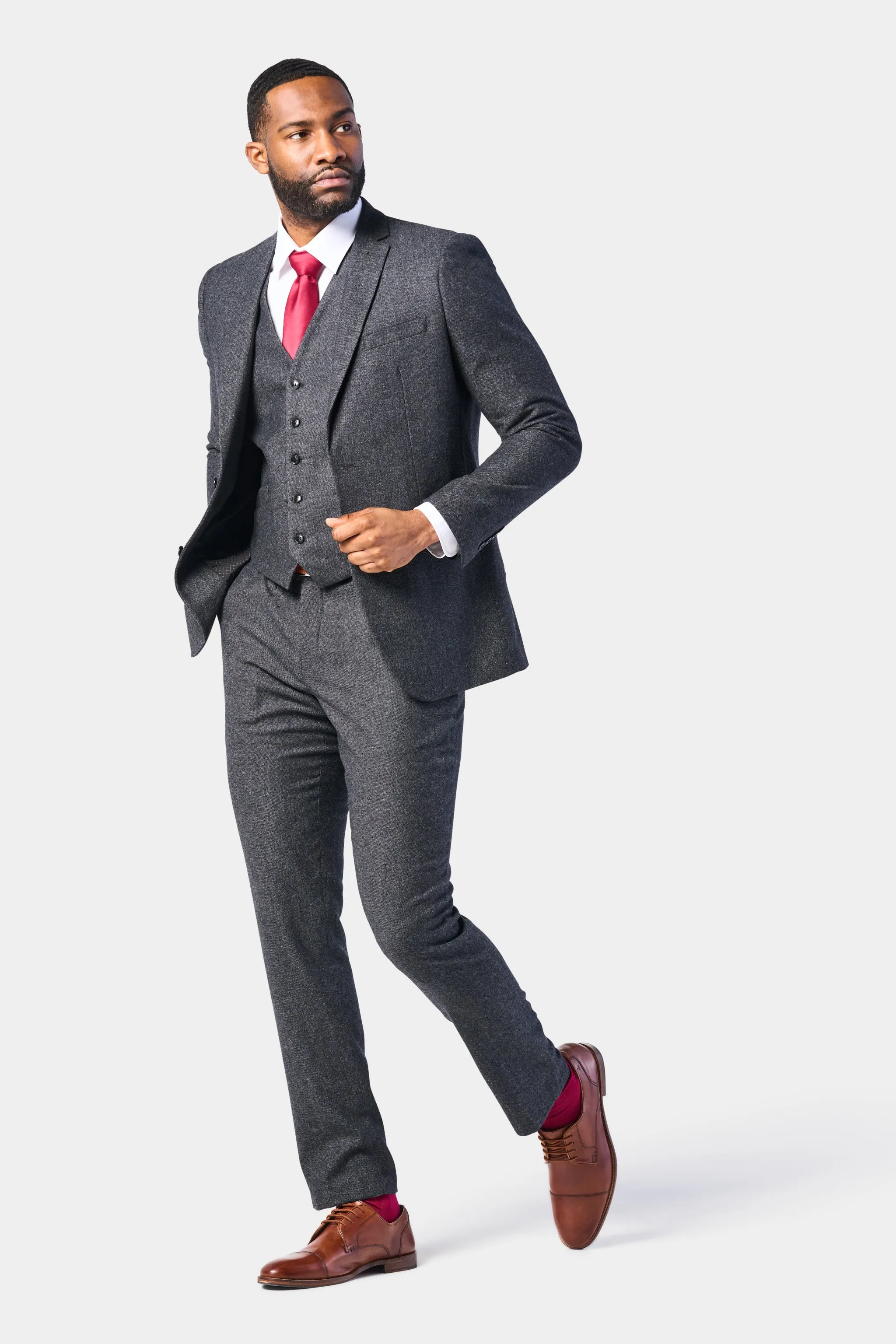 Charcoal Gray Tweed 3 Piece Suit