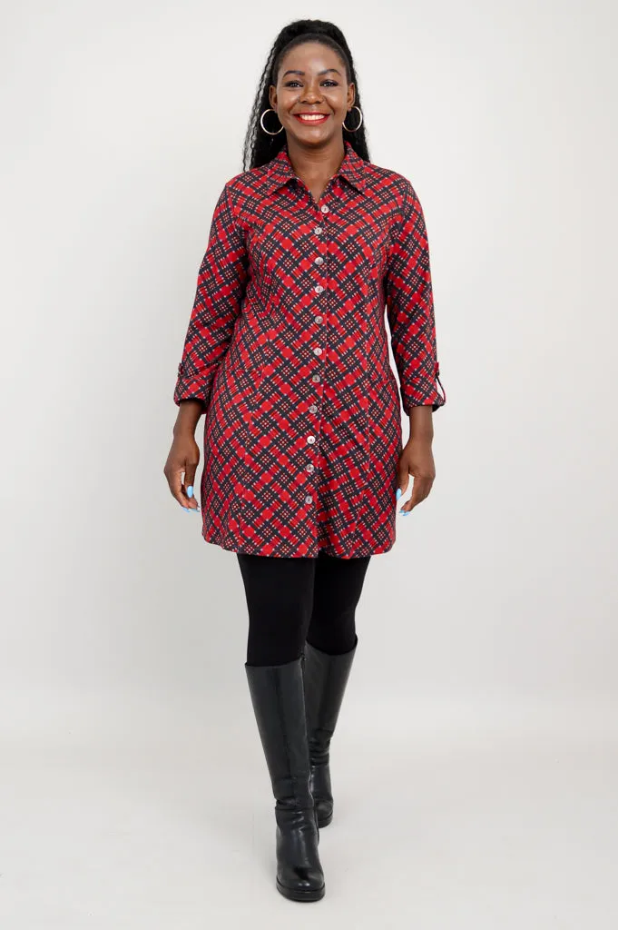 Charlie Tunic, Cherry Plaid, Bamboo - Final Sale