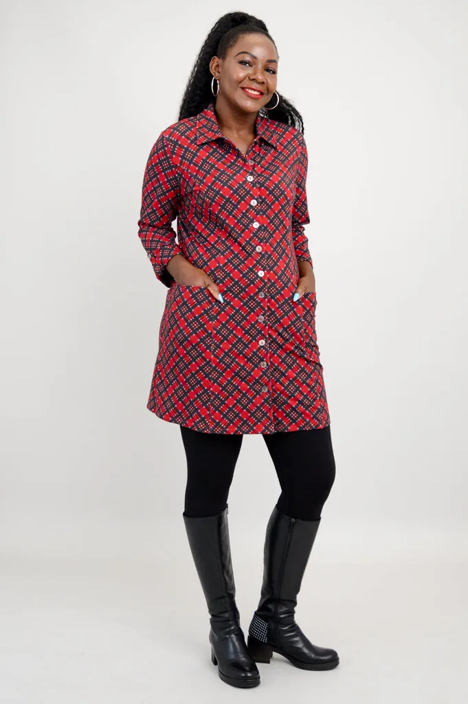 Charlie Tunic, Cherry Plaid, Bamboo - Final Sale