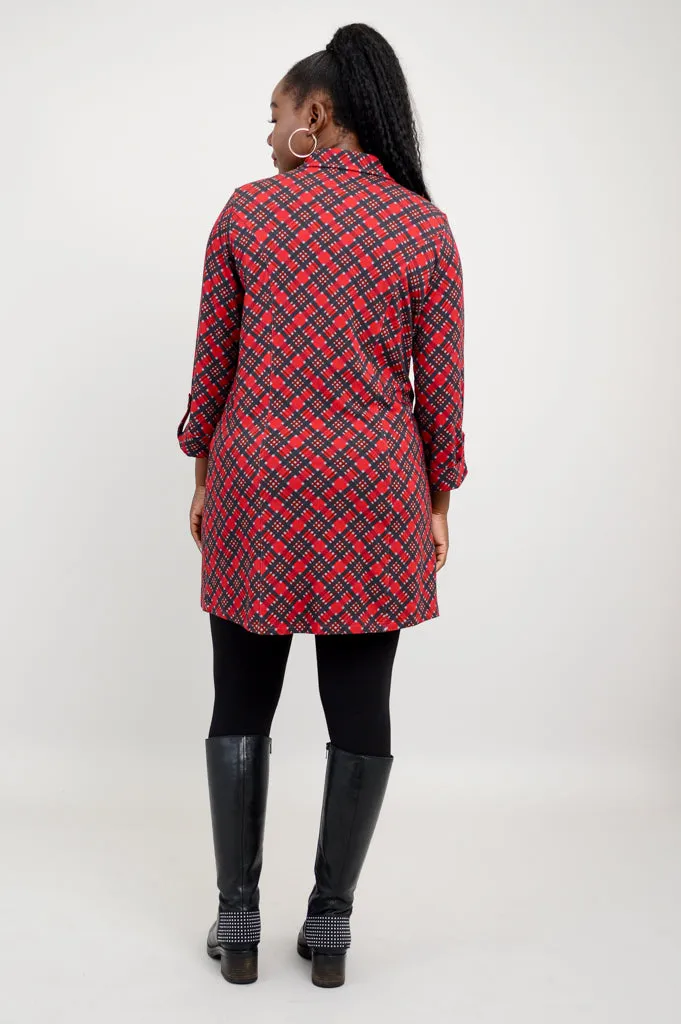 Charlie Tunic, Cherry Plaid, Bamboo - Final Sale