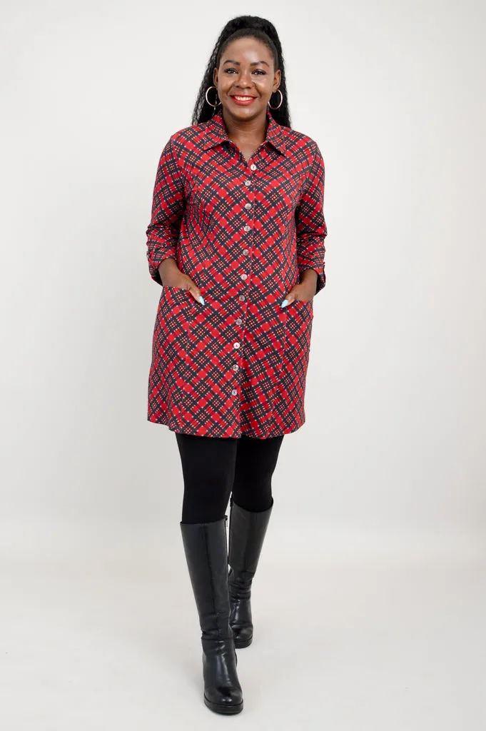 Charlie Tunic, Cherry Plaid, Bamboo - Final Sale