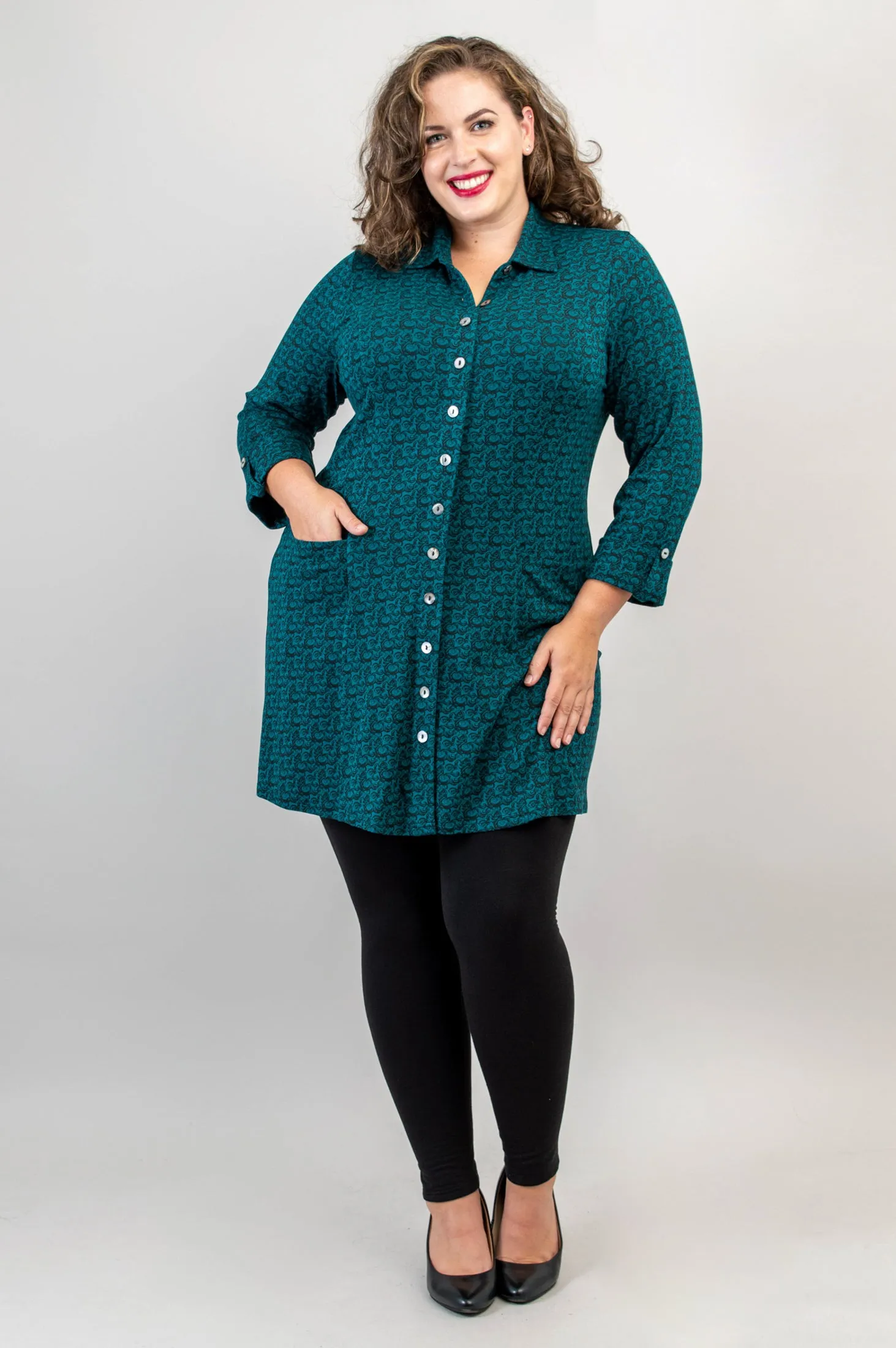 Charlie Tunic, Ocean Waves, Bamboo - Final Sale