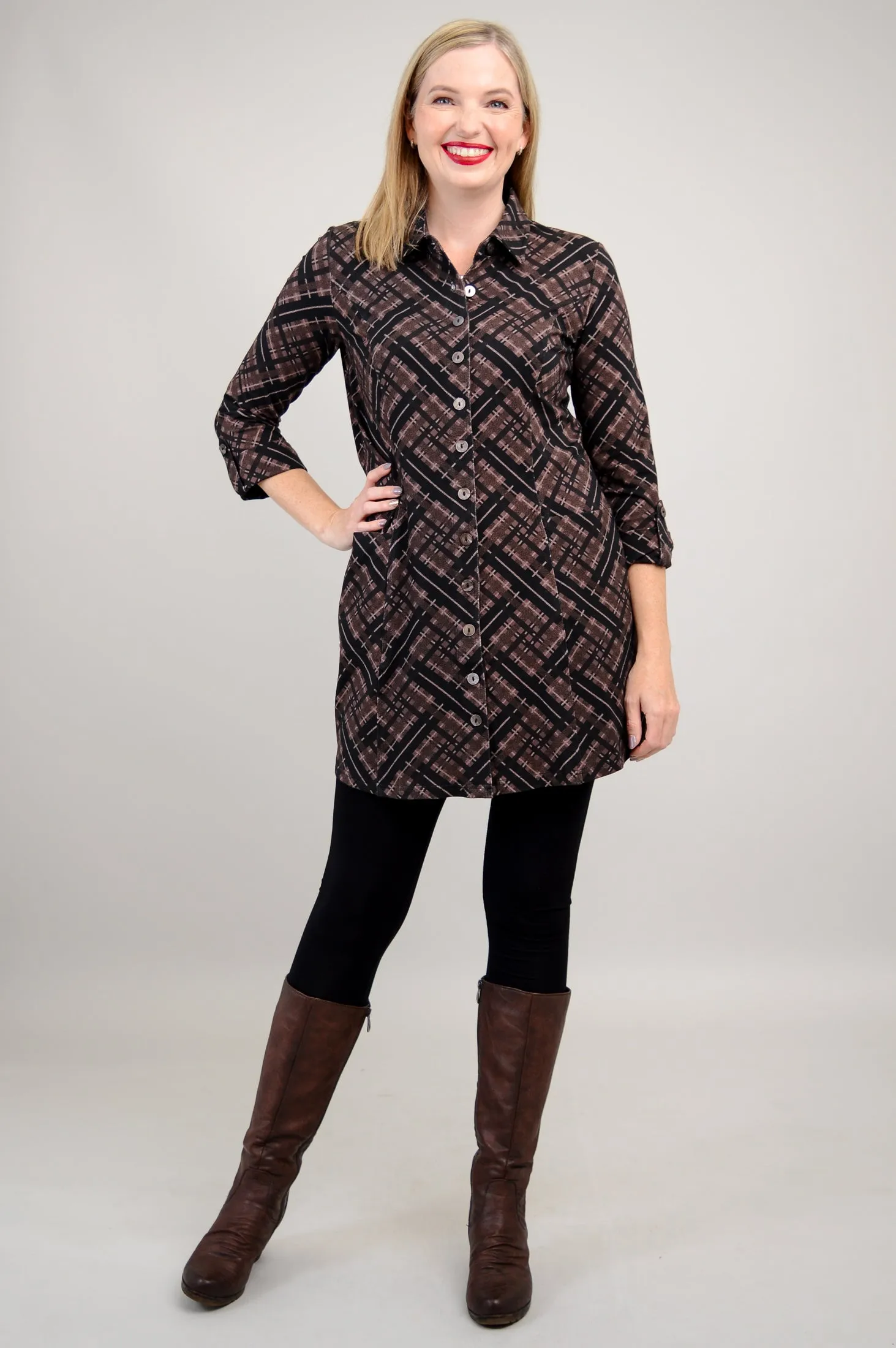 Charlie Tunic, Rich Plaid, Bamboo - Final Sale