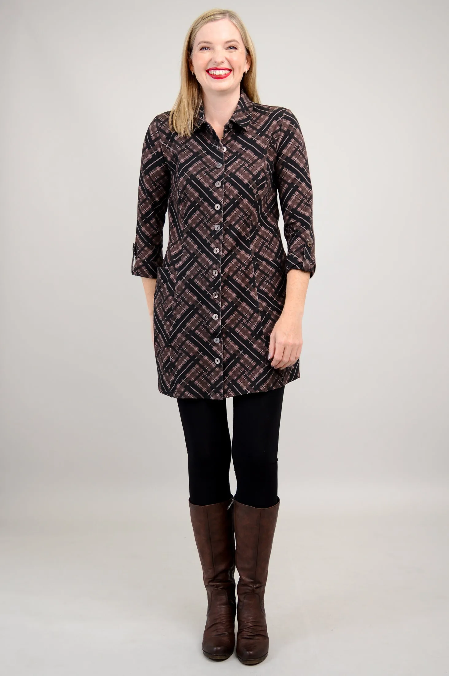 Charlie Tunic, Rich Plaid, Bamboo - Final Sale