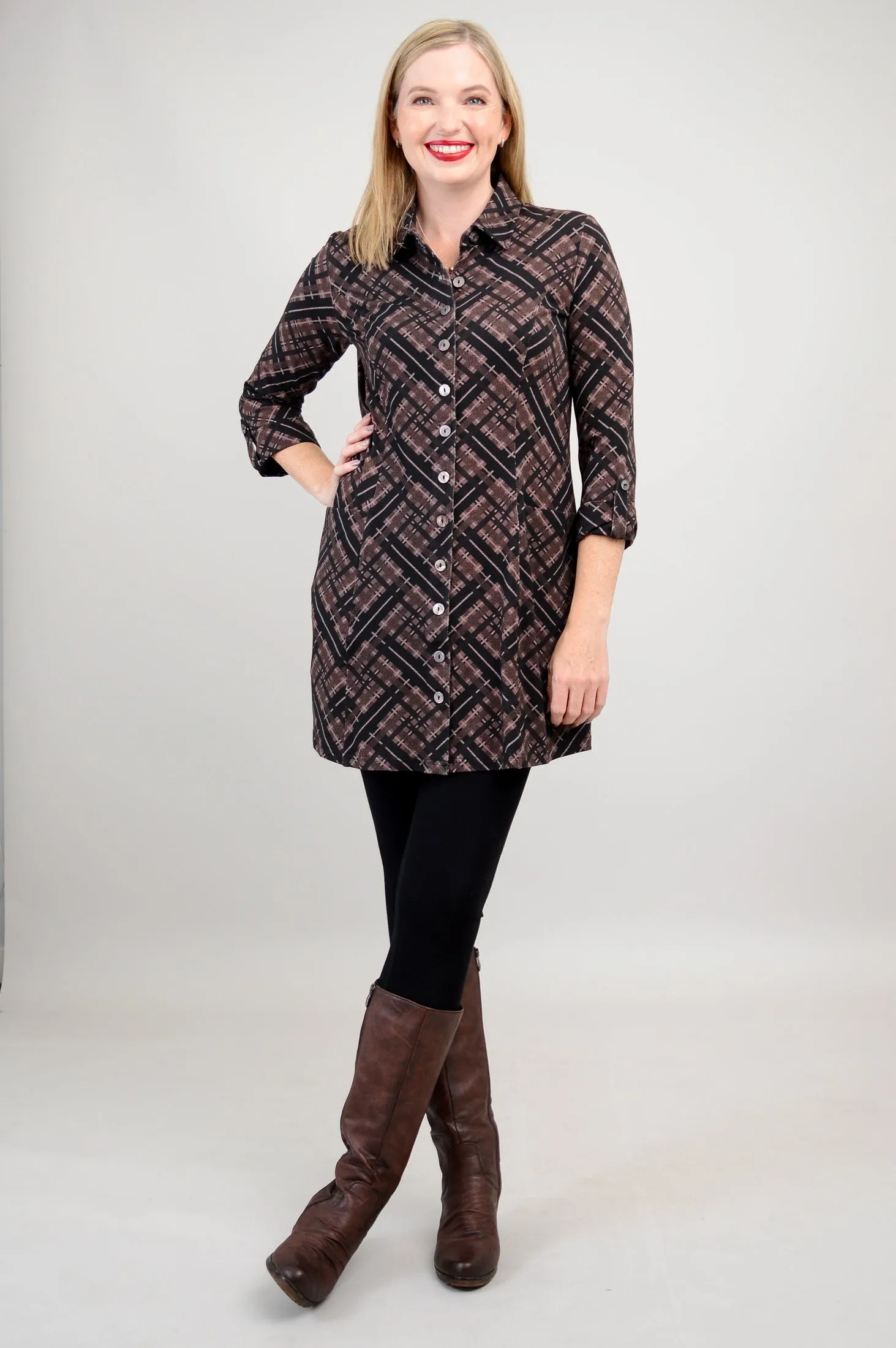 Charlie Tunic, Rich Plaid, Bamboo - Final Sale