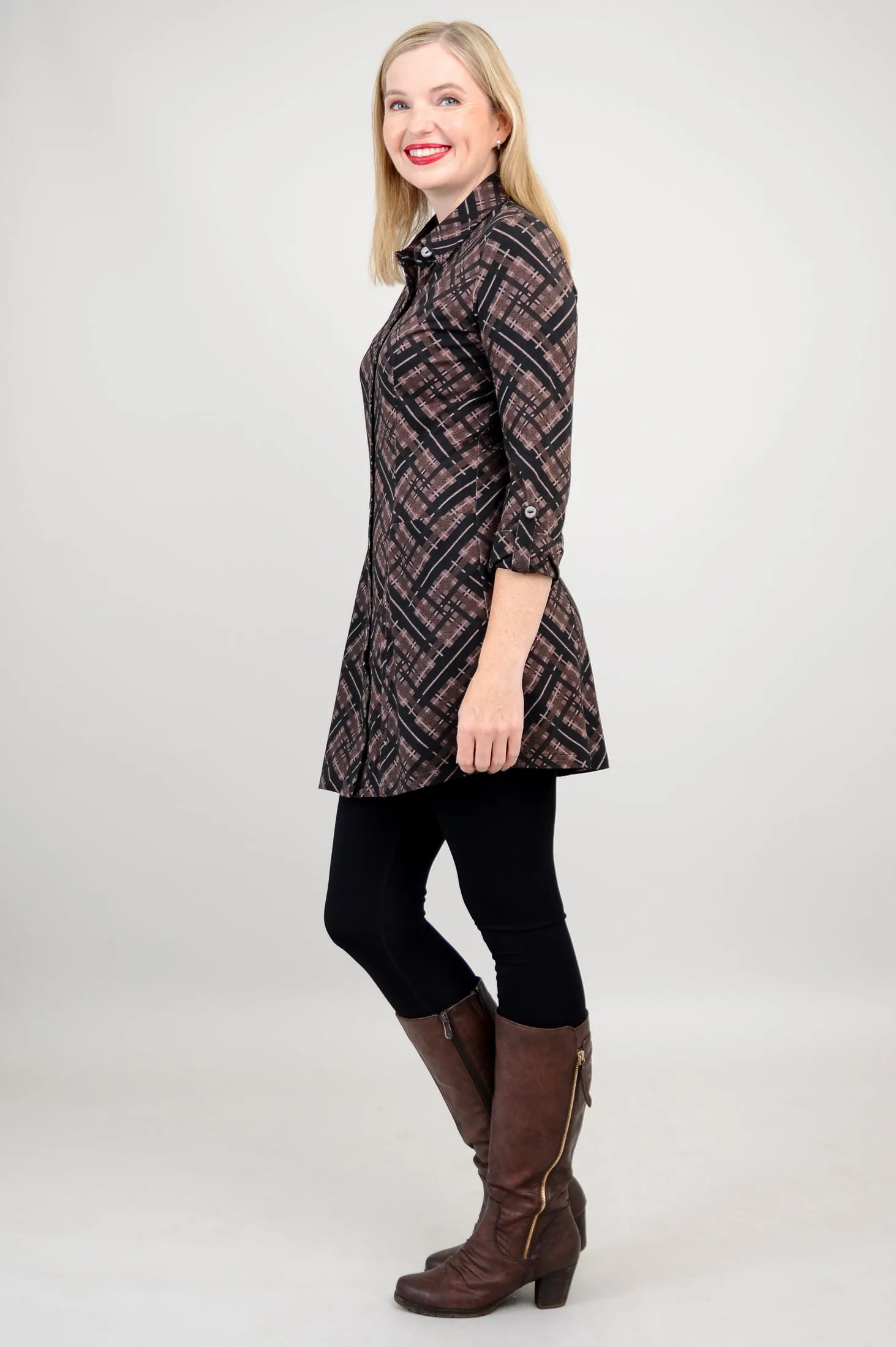 Charlie Tunic, Rich Plaid, Bamboo - Final Sale