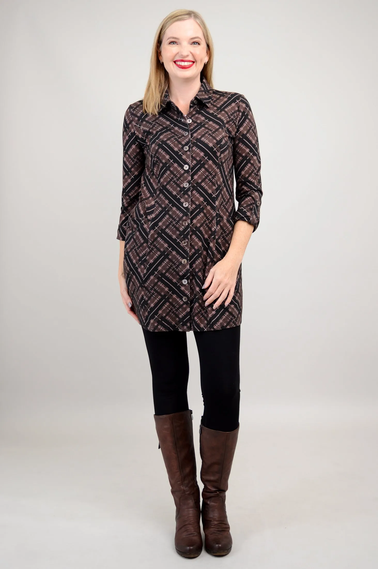 Charlie Tunic, Rich Plaid, Bamboo - Final Sale