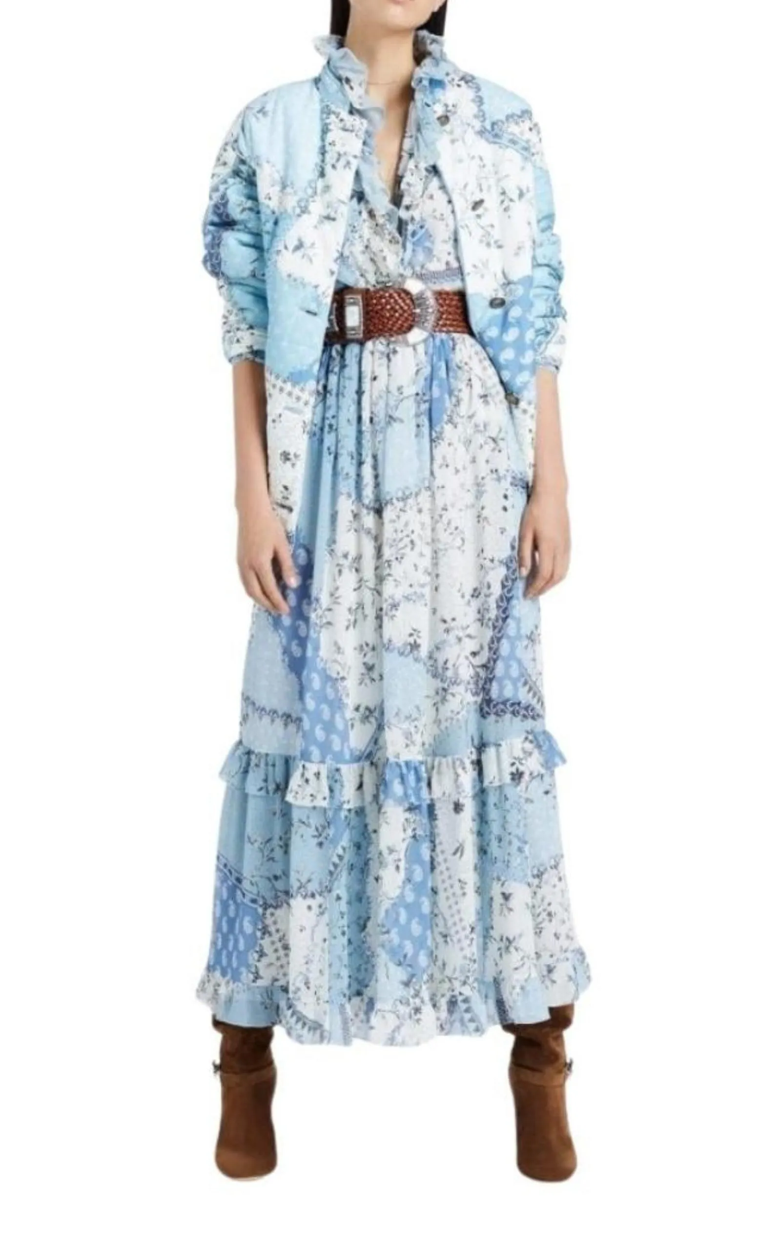 Chio Ruffled Floral-Print Silk-Chiffon Dress