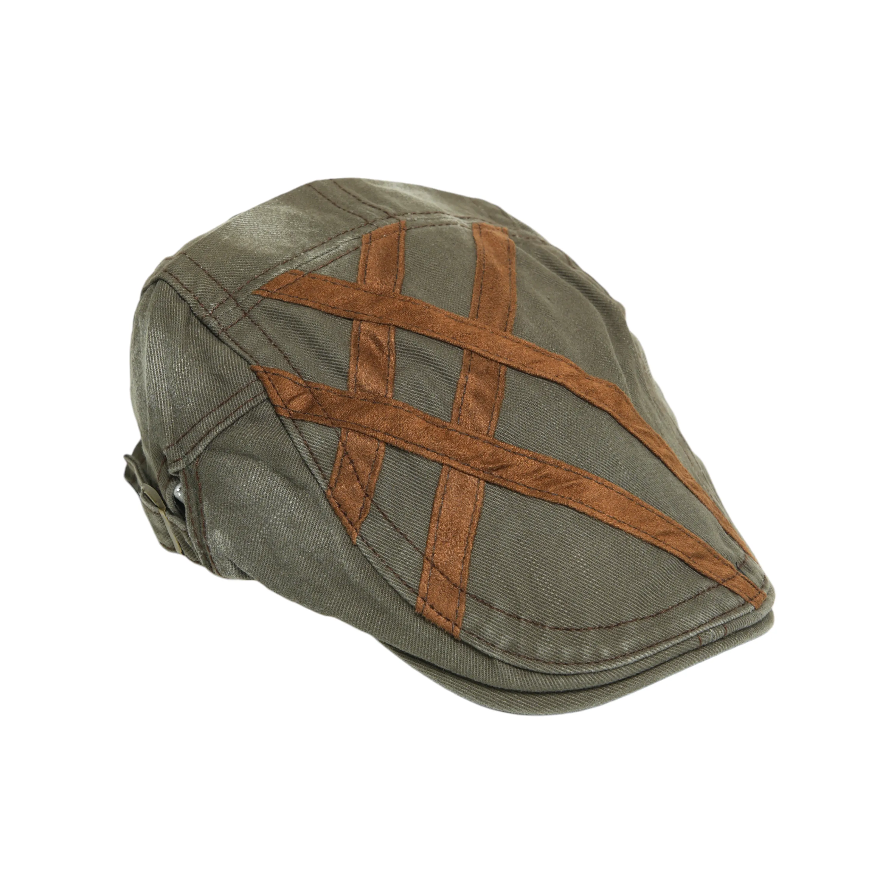 Chokore Denim Ivy Cap with Suede Detail (Army Green)