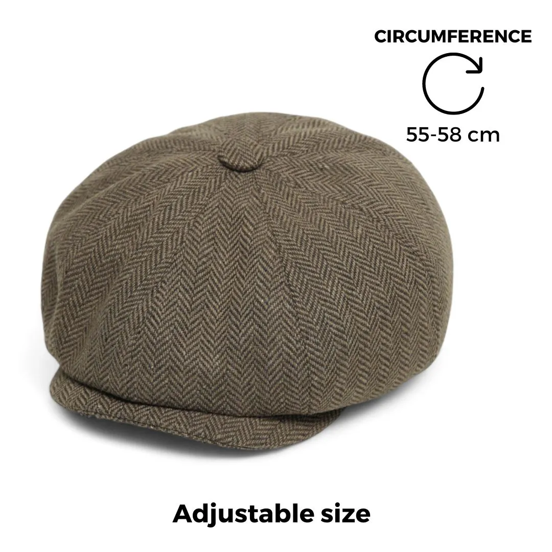 Chokore Herringbone Vintage Baker Boy Cap (Camel)