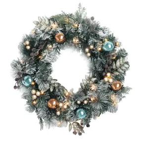 Christmas Wreath with Pre-Lit Lights Ornament 60CM Xmas Tree Decor