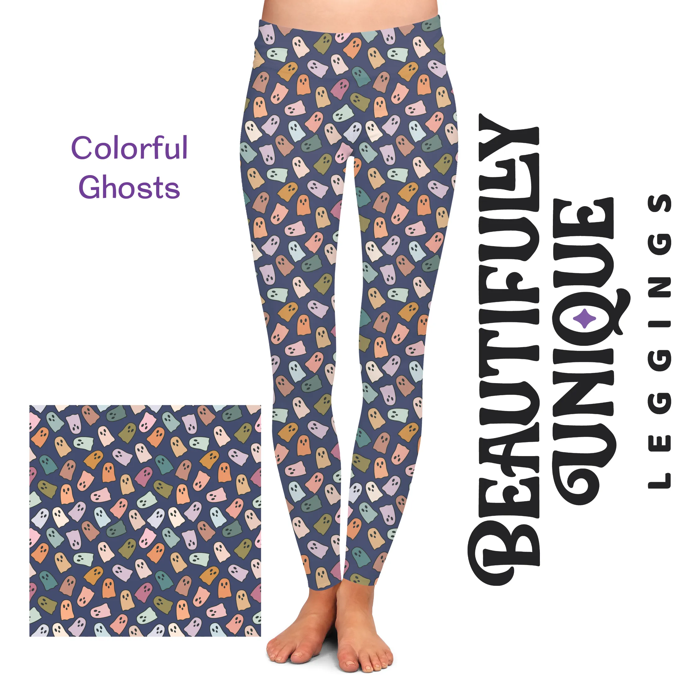 Colorful Ghosts (Exclusive) - High-quality Handcrafted Vibrant Leggings