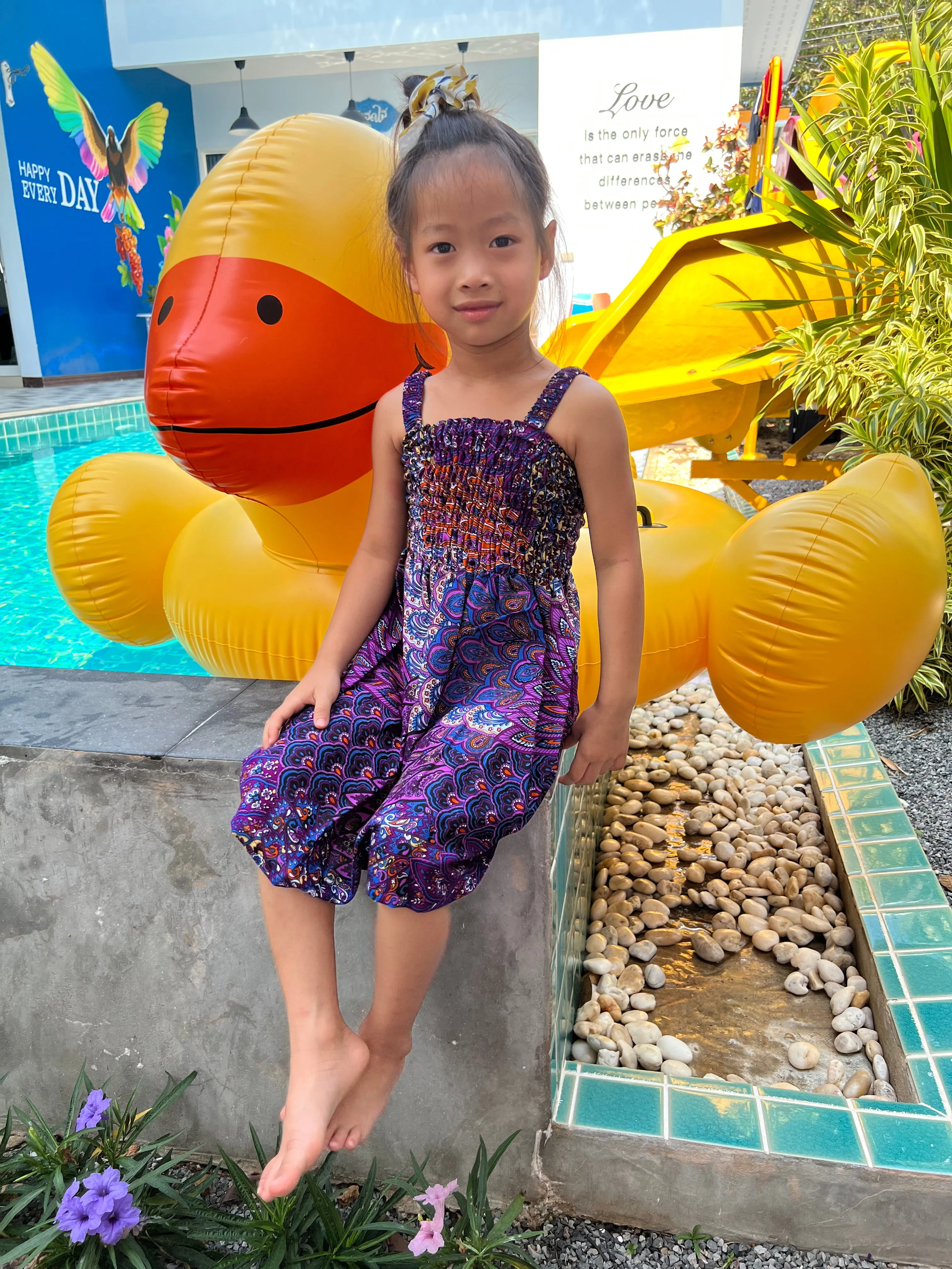 Colorful Peacock Kids Summer Dress