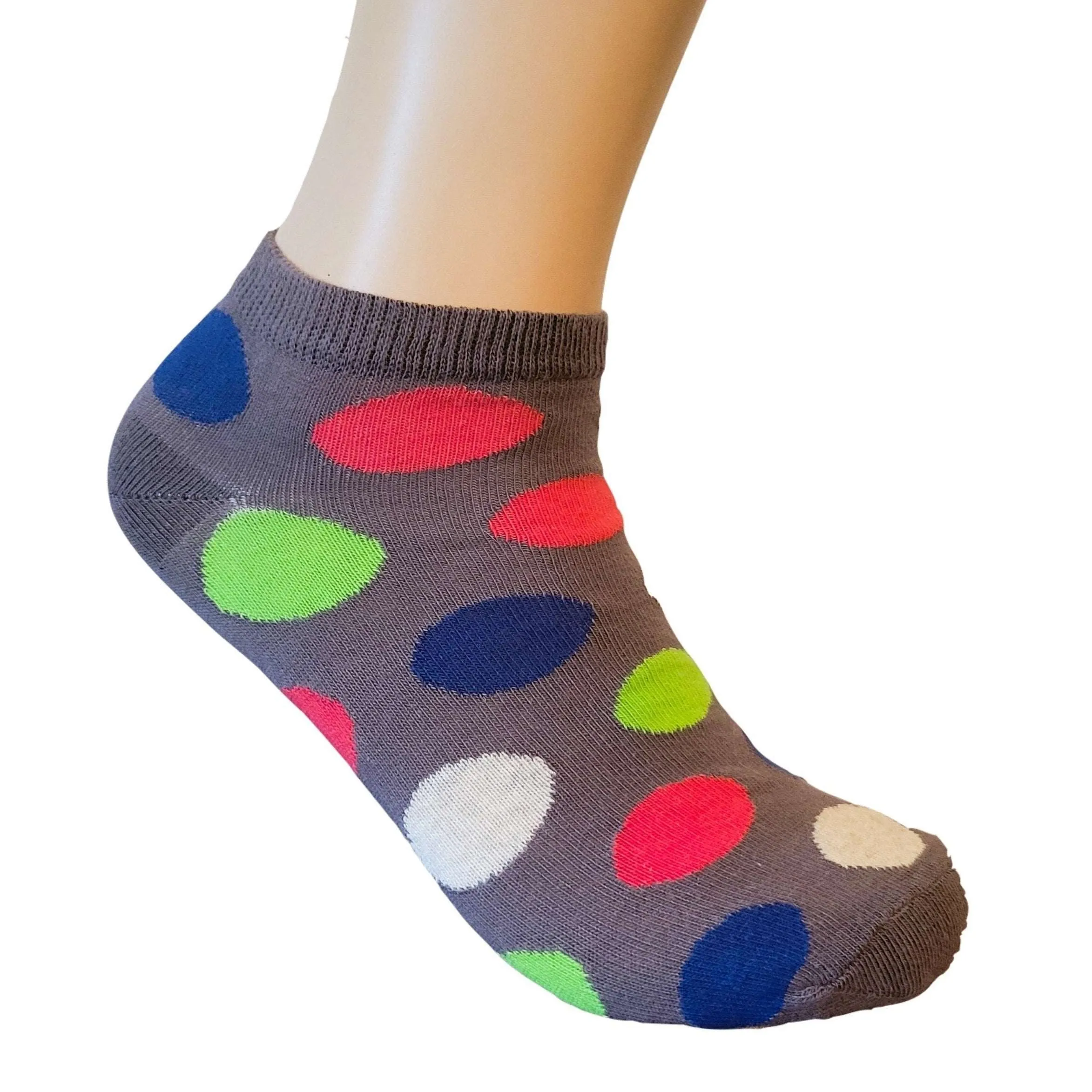 Colorful Polka Dot Patterned Ankle Socks (Adult Medium - Women's Shoe Sizes 5-10)