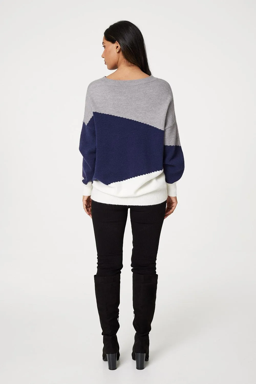 Colour Block Relaxed Knit Sweater