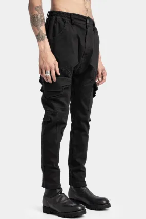 Cotton twill skinny cargo trousers, Black